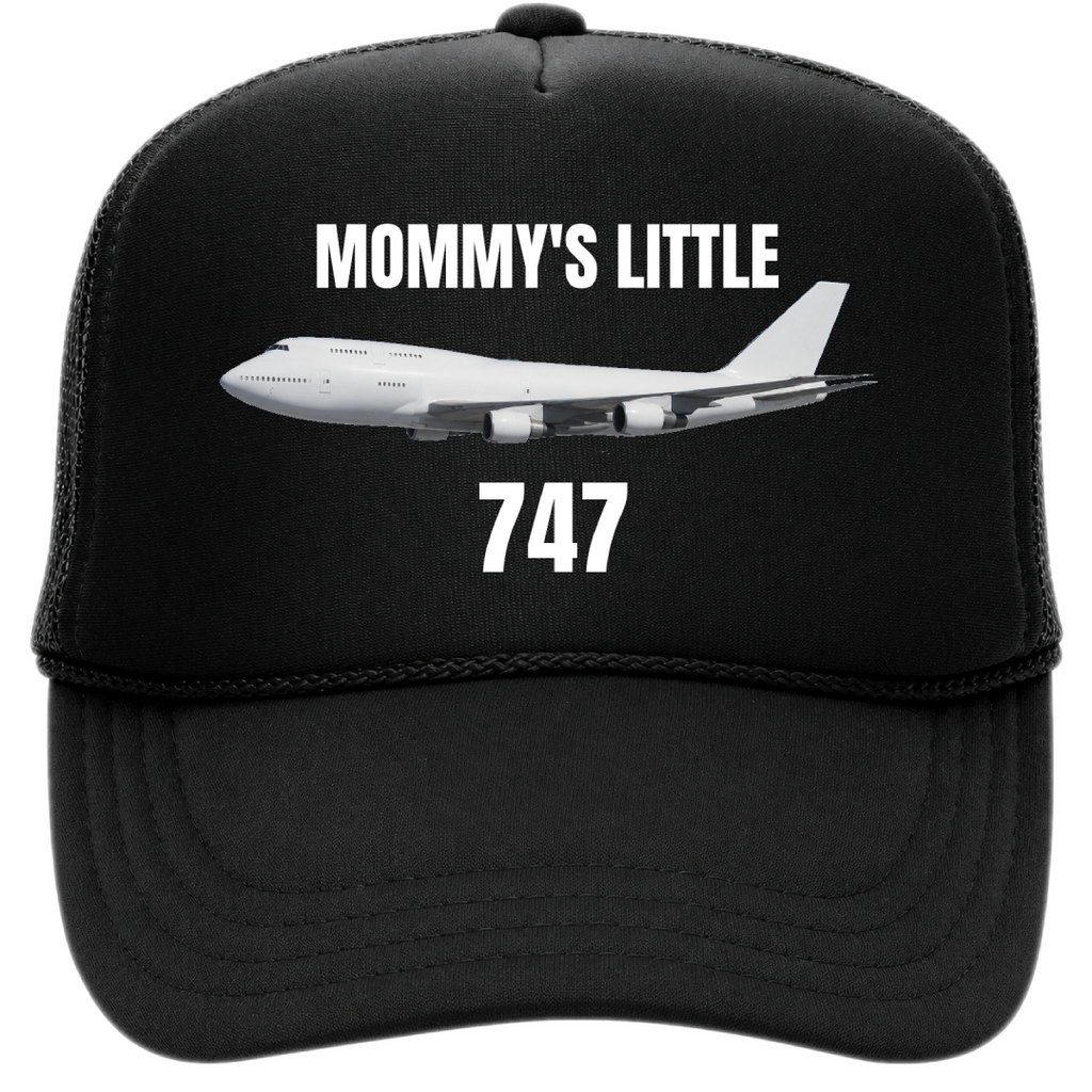 Mommy's Little 747 Trucker Hat - Black