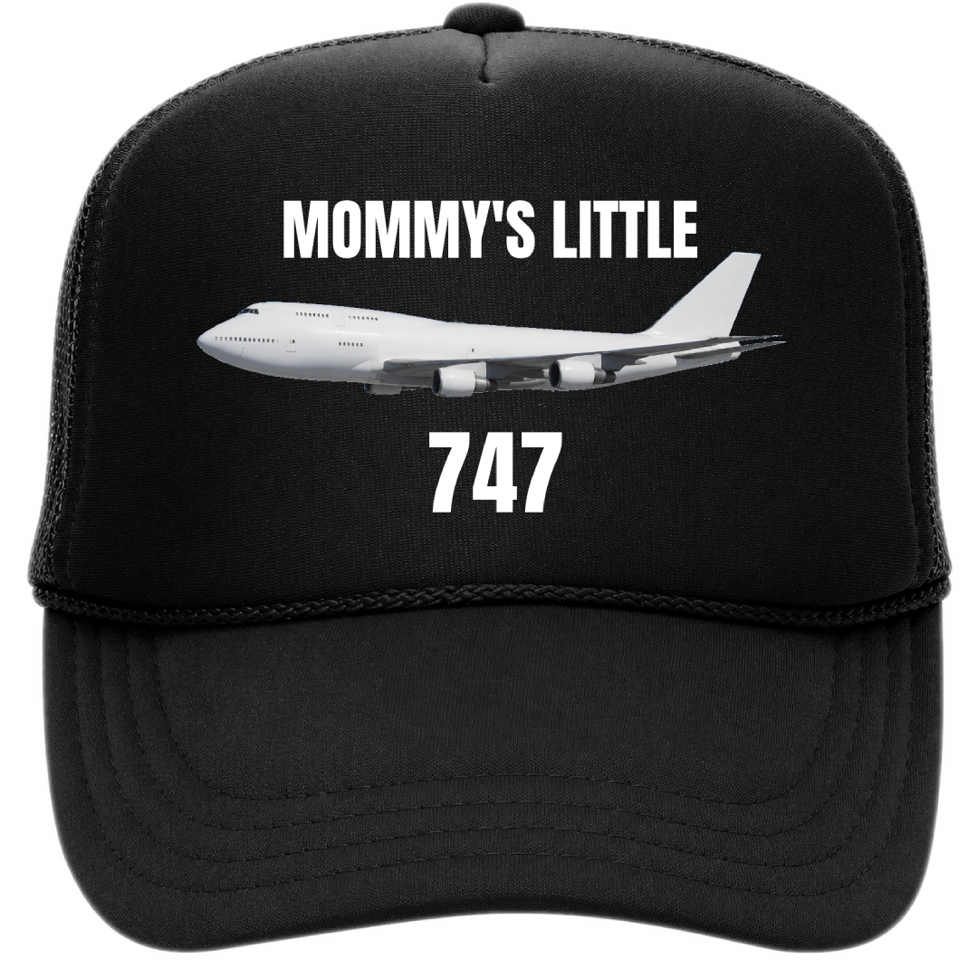 Mommy's Little 747 Trucker Hat - Black