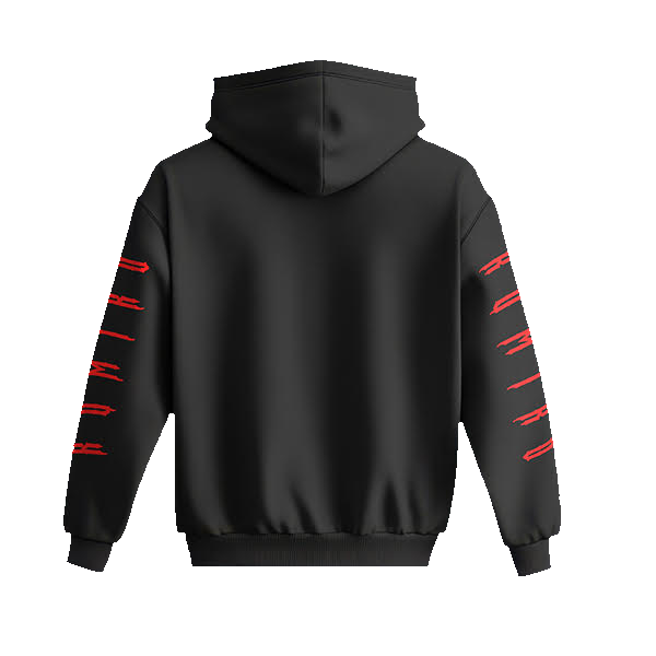 Kumiko - Wonderful World Hoodie with Sleeve Design - Black